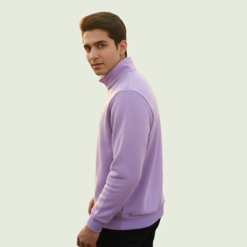 Men’s Lavender Half-Zip Sweatshirt | Soft, Stylish & Comfortable Winter Wear