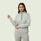 Women’s Premium Gray Quarter-Zip Sweatshirt | Soft Fleece | Winter Casual Wear