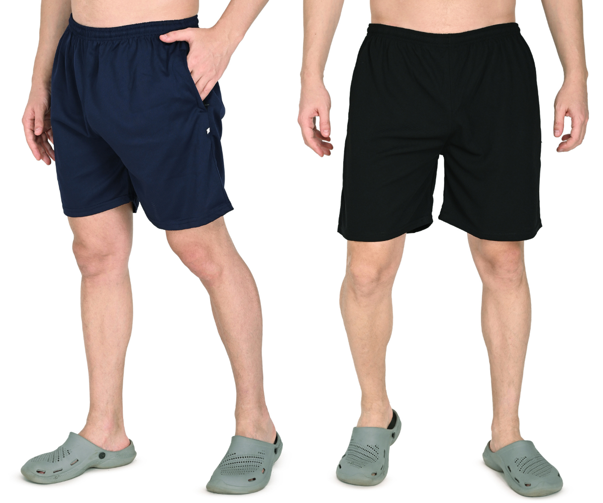 Men’s Dri-Fit Hap Shorts (Blue & Black) | Quick-Dry, Stretchable & Active Comfort Wear