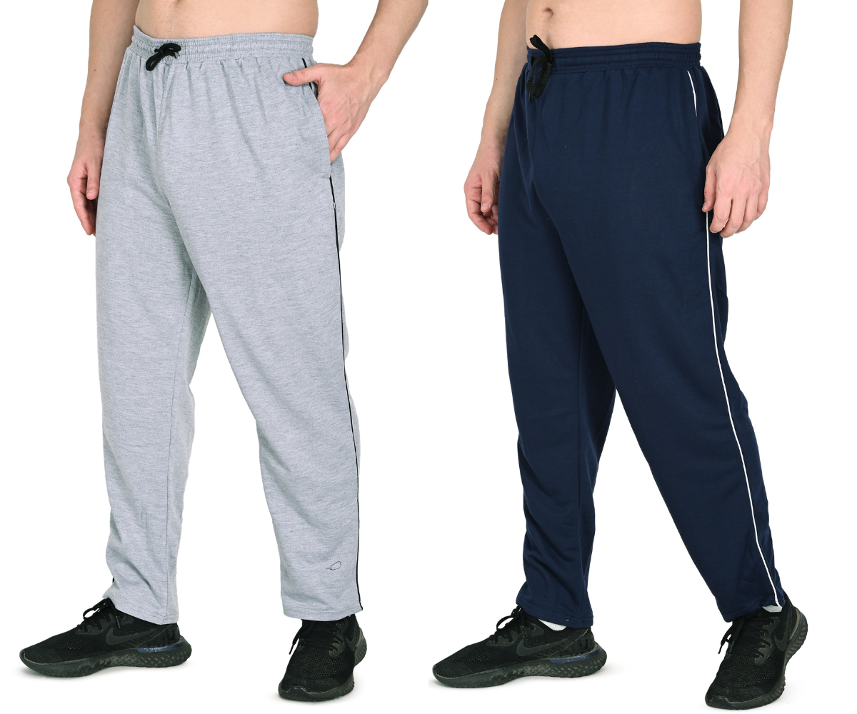 Men’s Gray & Blue Athletic Jogger Pants with Pockets