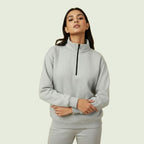 Women’s Premium Gray Quarter-Zip Sweatshirt | Soft Fleece | Winter Casual Wear