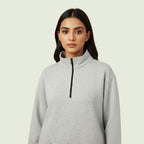 Women’s Premium Gray Quarter-Zip Sweatshirt | Soft Fleece | Winter Casual Wear