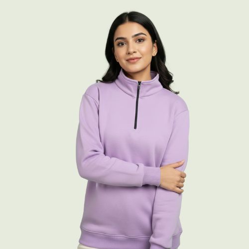 Women’s Premium Purple Quarter-Zip Sweatshirt | Soft Fleece | Winter Casual Wear