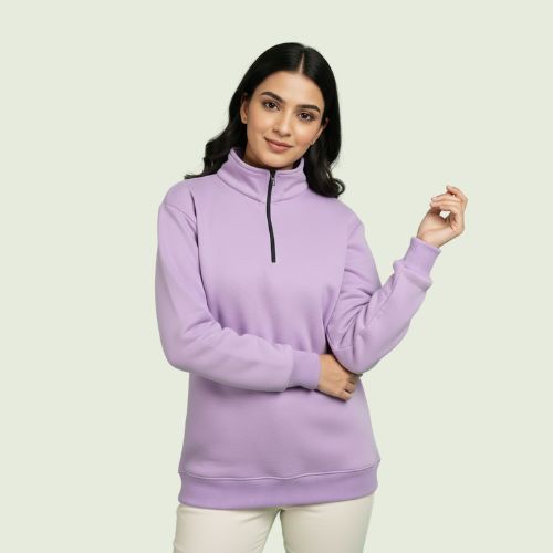 Women’s Premium Purple Quarter-Zip Sweatshirt | Soft Fleece | Winter Casual Wear