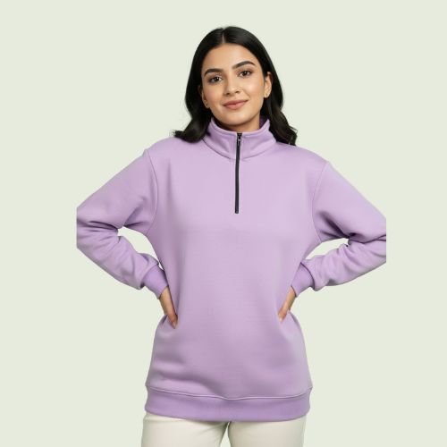 Women’s Premium Purple Quarter-Zip Sweatshirt | Soft Fleece | Winter Casual Wear