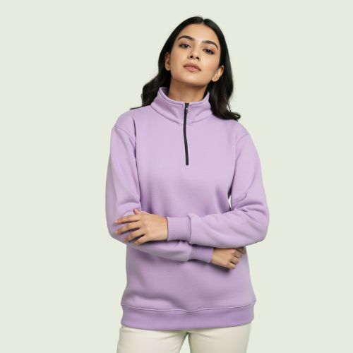 Women’s Premium Purple Quarter-Zip Sweatshirt | Soft Fleece | Winter Casual Wear