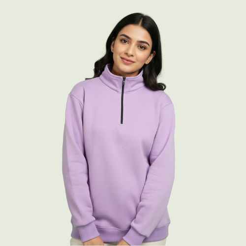 Women’s Premium Purple Quarter-Zip Sweatshirt | Soft Fleece | Winter Casual Wear