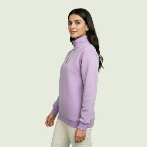 Women’s Premium Purple Quarter-Zip Sweatshirt | Soft Fleece | Winter Casual Wear