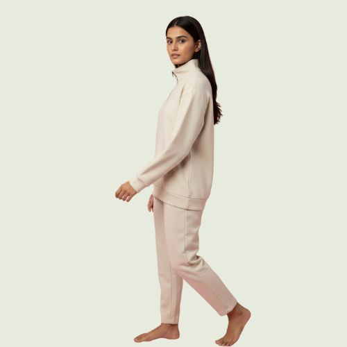 Women’s Premium Skin (Beige) Quarter-Zip Sweatshirt | Soft Fleece | Winter Casual Wear