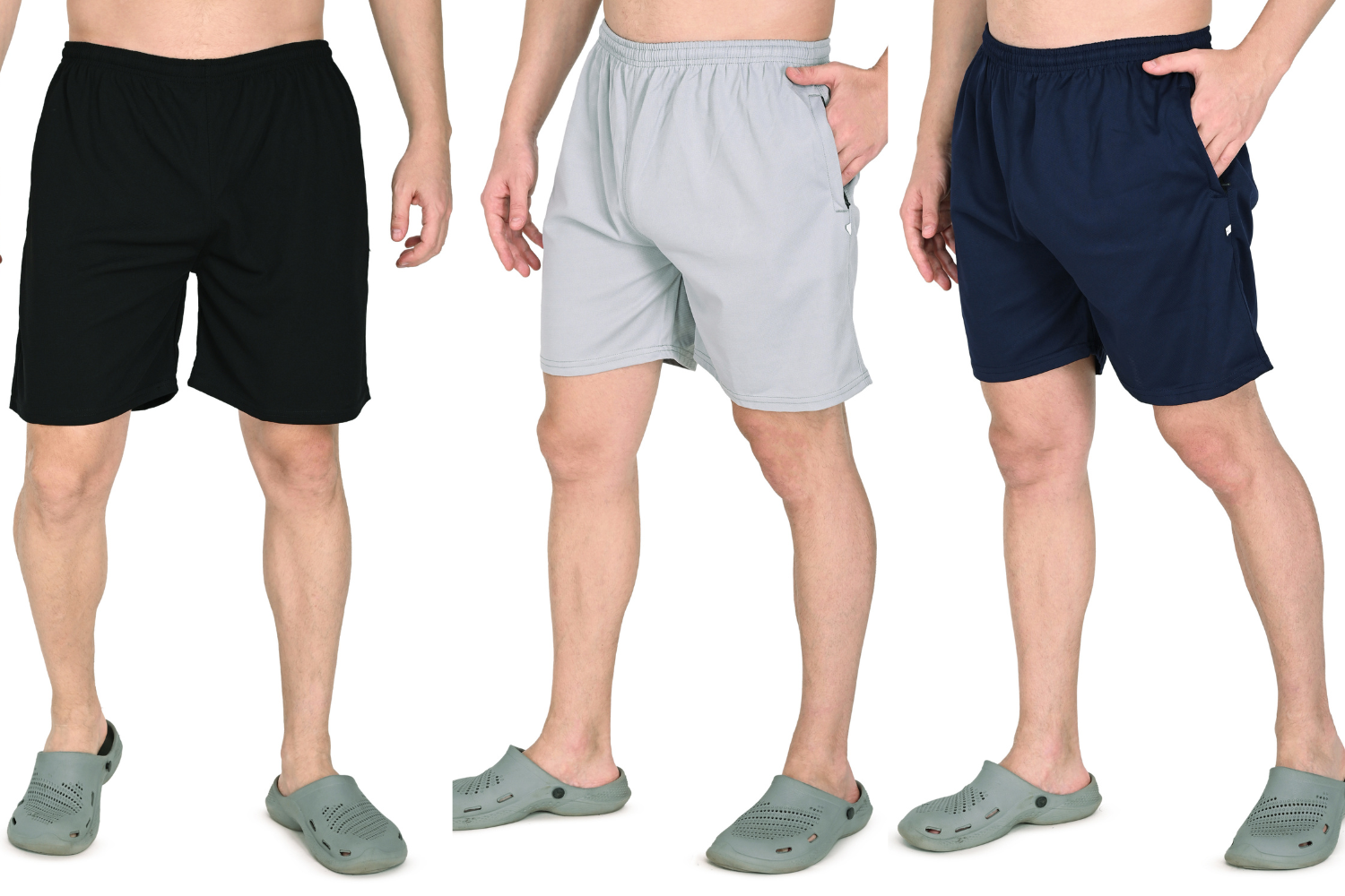 Men’s Dri-Fit Hap Shorts (Black, Grey & Blue) | Quick-Dry, Stretchable & Active Comfort Wear