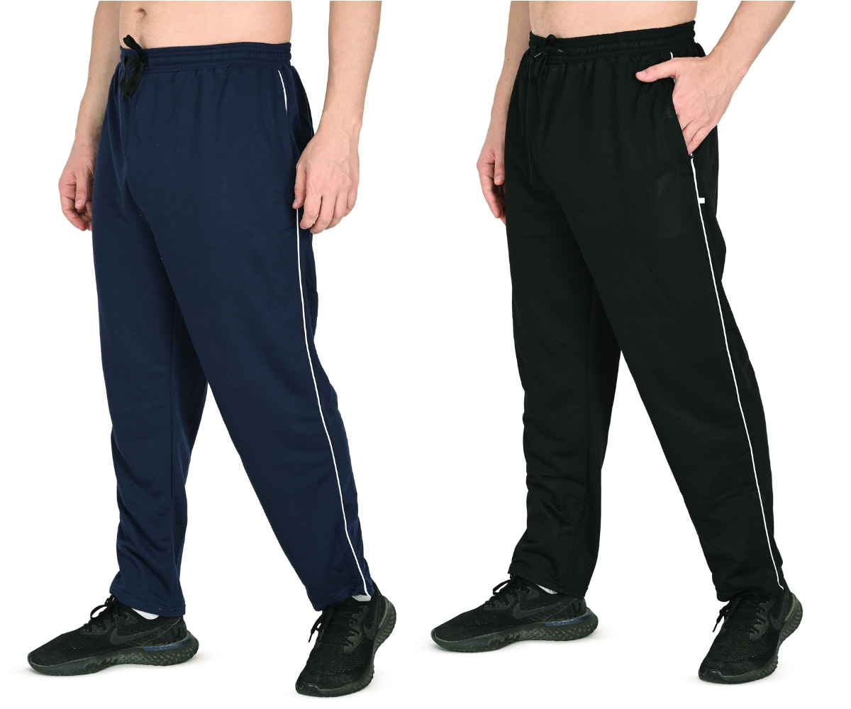 Men’s Black & Blue Athletic Jogger Pants with Pockets