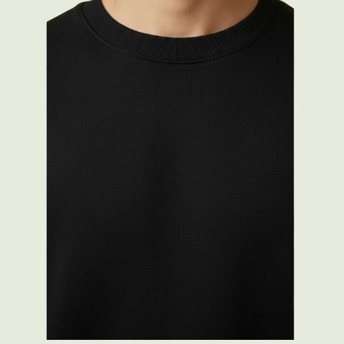 Women’s Premium Black Rounded Neck Sweatshirt | Soft Fleece | Winter Casual Wear