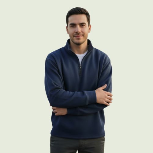 Men’s Navy Blue Half-Zip Sweatshirt | Soft, Warm & Casual Winter Wear