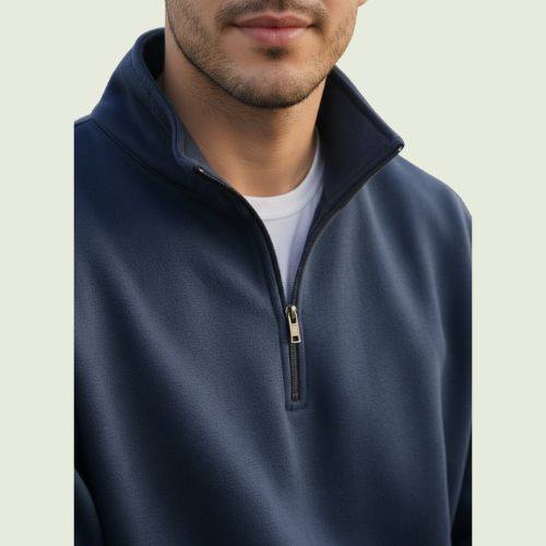 Men’s Navy Blue Half-Zip Sweatshirt | Soft, Warm & Casual Winter Wear