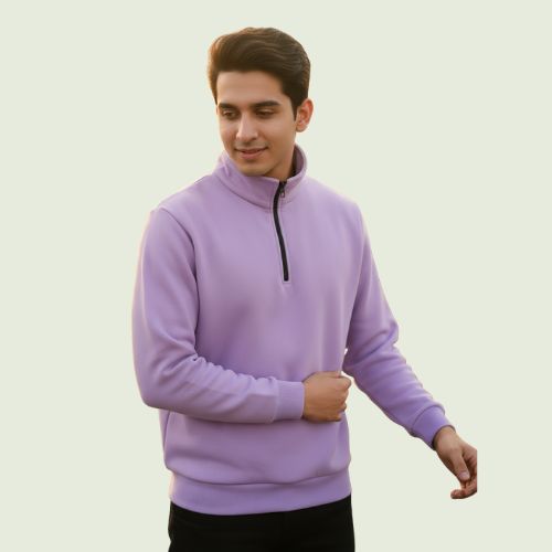 Men’s Lavender Half-Zip Sweatshirt | Soft, Stylish & Comfortable Winter Wear
