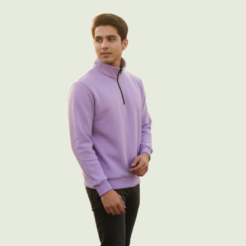 Men’s Lavender Half-Zip Sweatshirt | Soft, Stylish & Comfortable Winter Wear