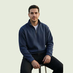 Men’s Navy Blue Half-Zip Sweatshirt | Soft, Warm & Casual Winter Wear