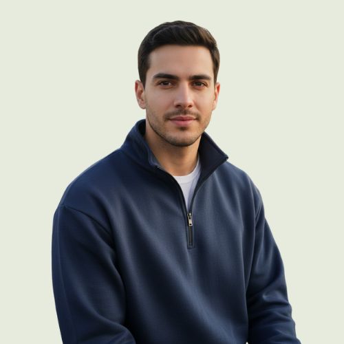 Men’s Navy Blue Half-Zip Sweatshirt | Soft, Warm & Casual Winter Wear