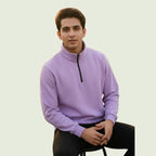 Men’s Lavender Half-Zip Sweatshirt | Soft, Stylish & Comfortable Winter Wear