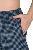 Truness Men’s Premium Check Hap Blue Cotton Boxer Shorts
