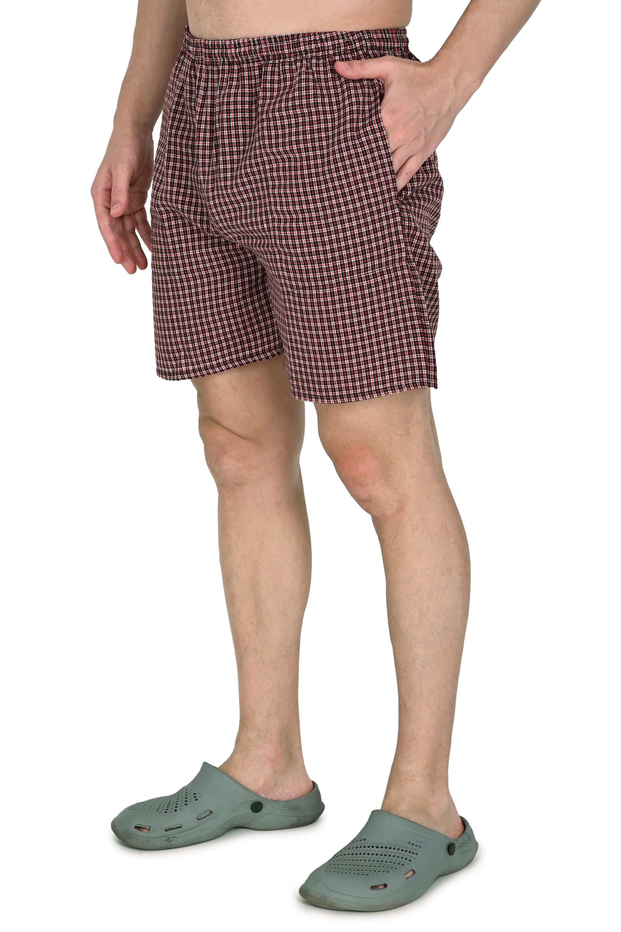 Truness Men’s Premium Check Hap Cotton Boxer Shorts – Yellow, Red & Blue Multi-Color Collection