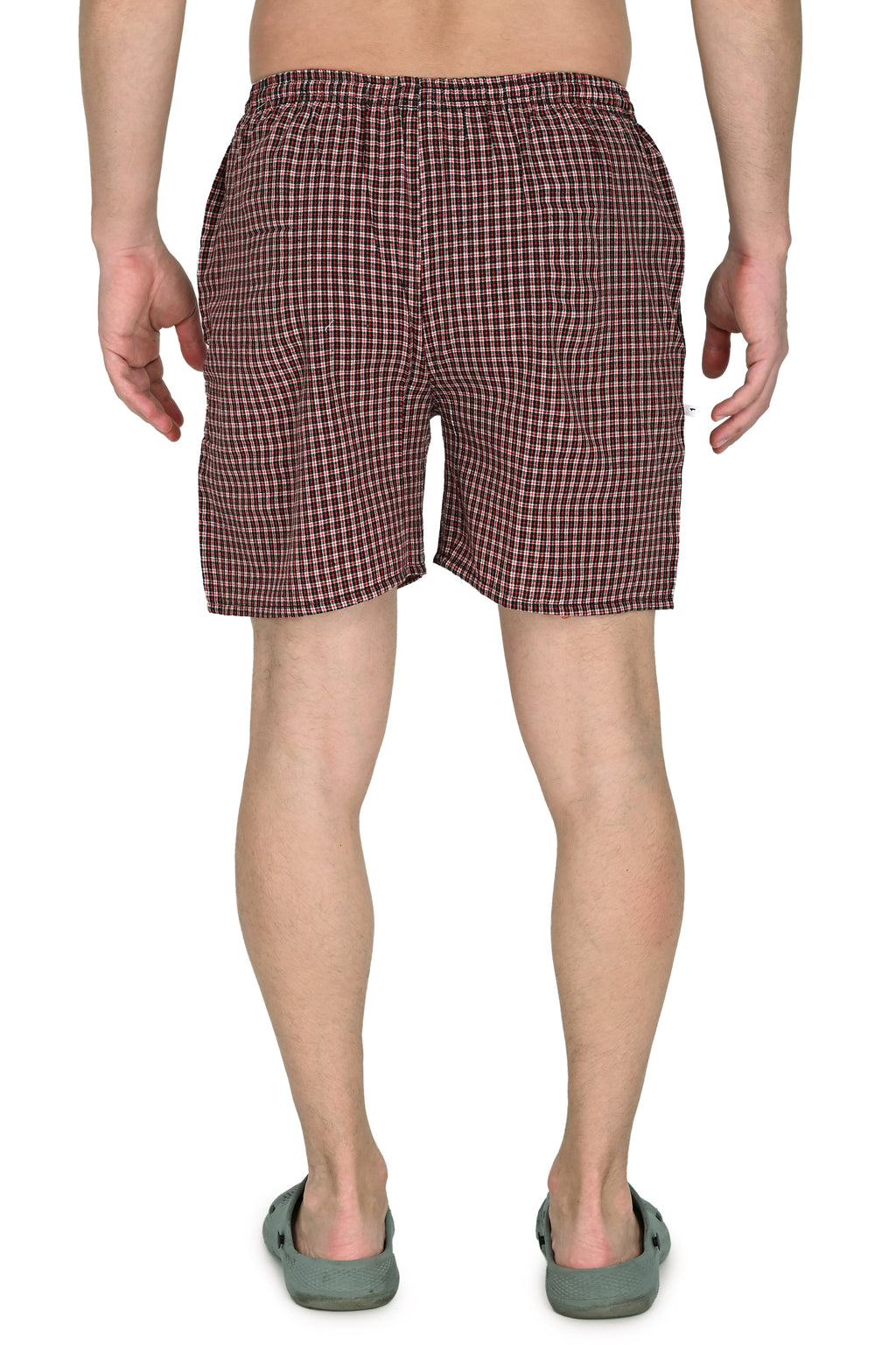 Truness Men’s Premium Check Hap Cotton Boxer Shorts – Red & Green Dual-Color Collection