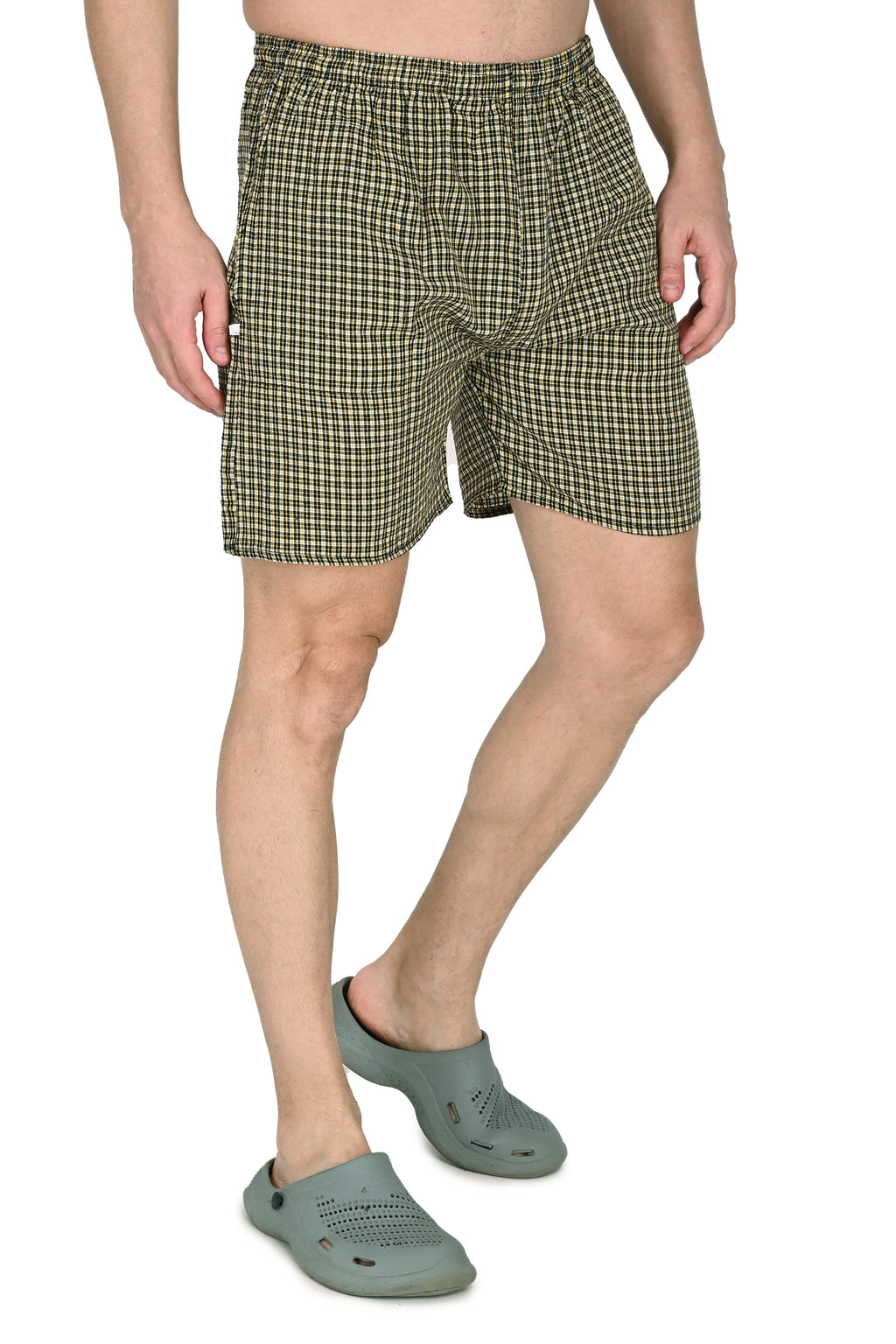 Truness Men’s Premium Check Hap Yellow Cotton Boxer Shorts