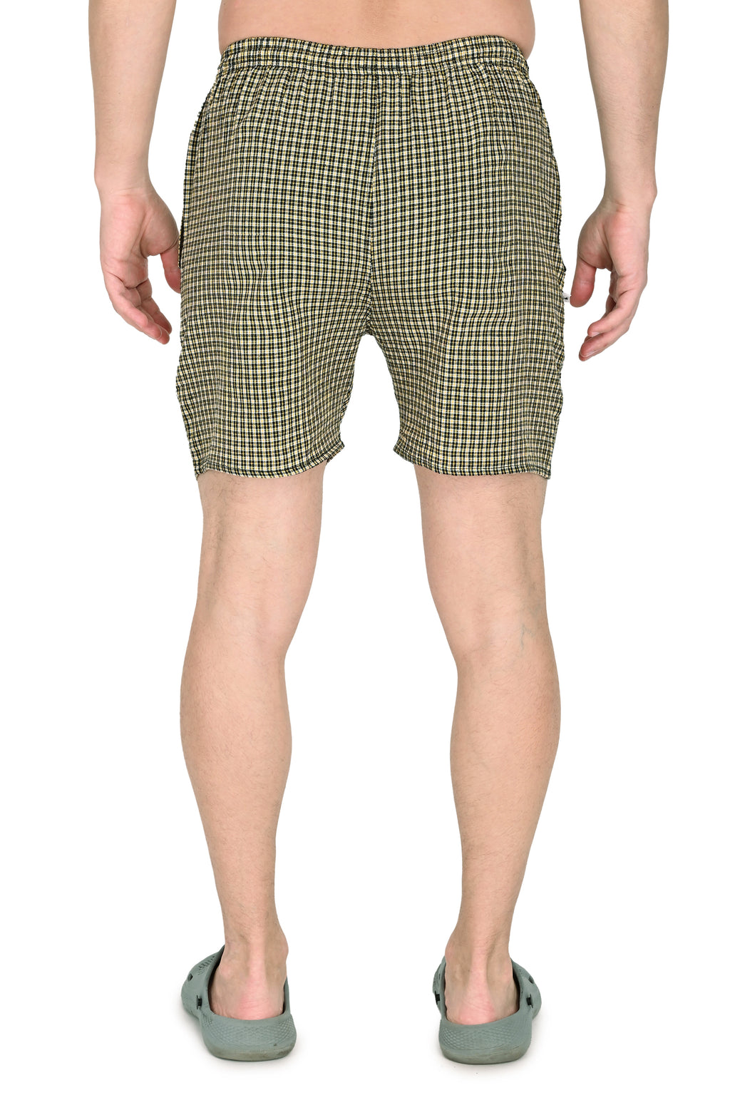 Truness Men’s Premium Check Hap Yellow Cotton Boxer Shorts