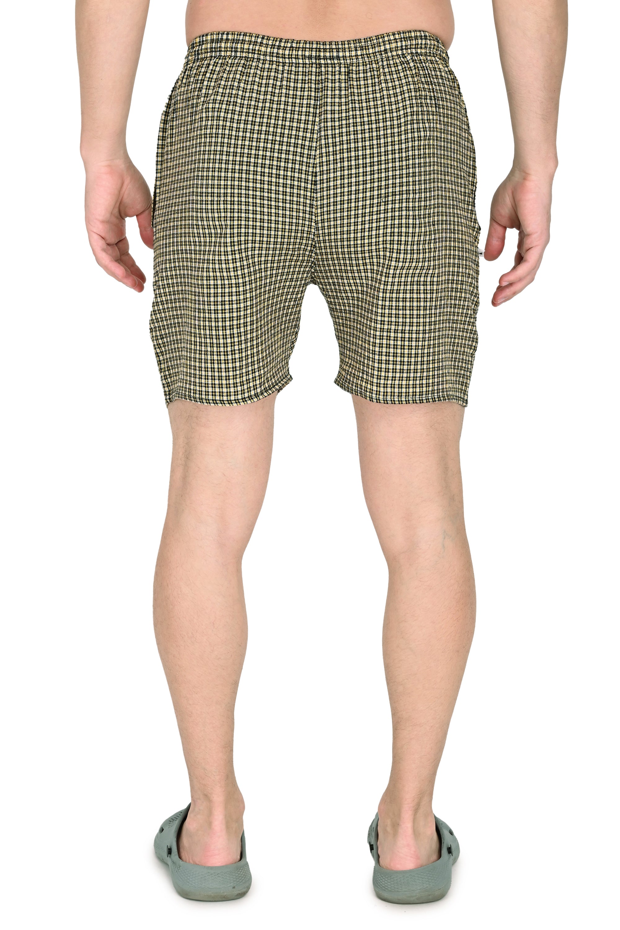 Truness Men’s Premium Check Hap Yellow Cotton Boxer Shorts