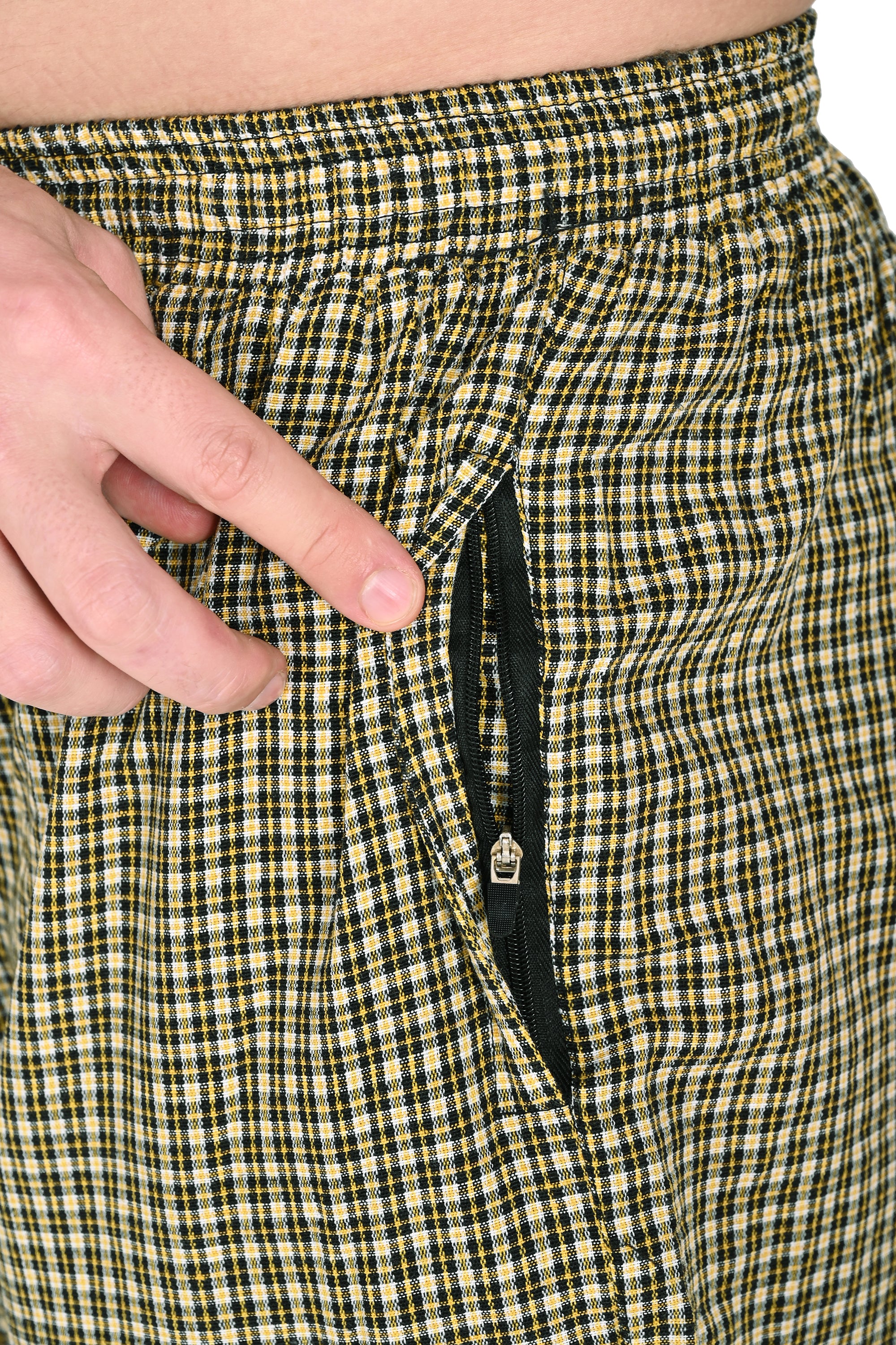 Men’s Yellow Checkered Cotton Jogger Pants – Soft, Lightweight & Everyday Comfort