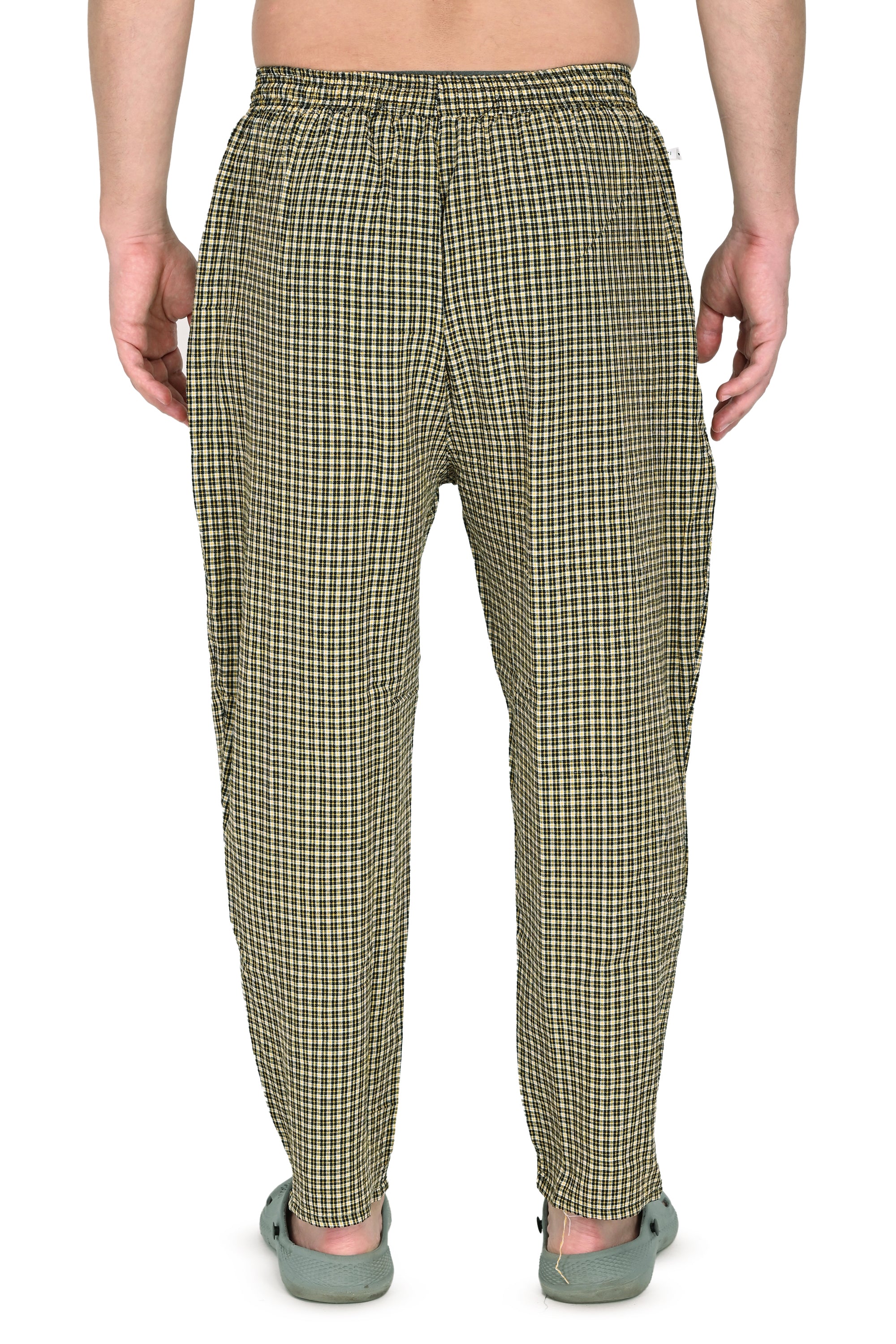 Men’s Yellow Checkered Cotton Jogger Pants – Soft, Lightweight & Everyday Comfort