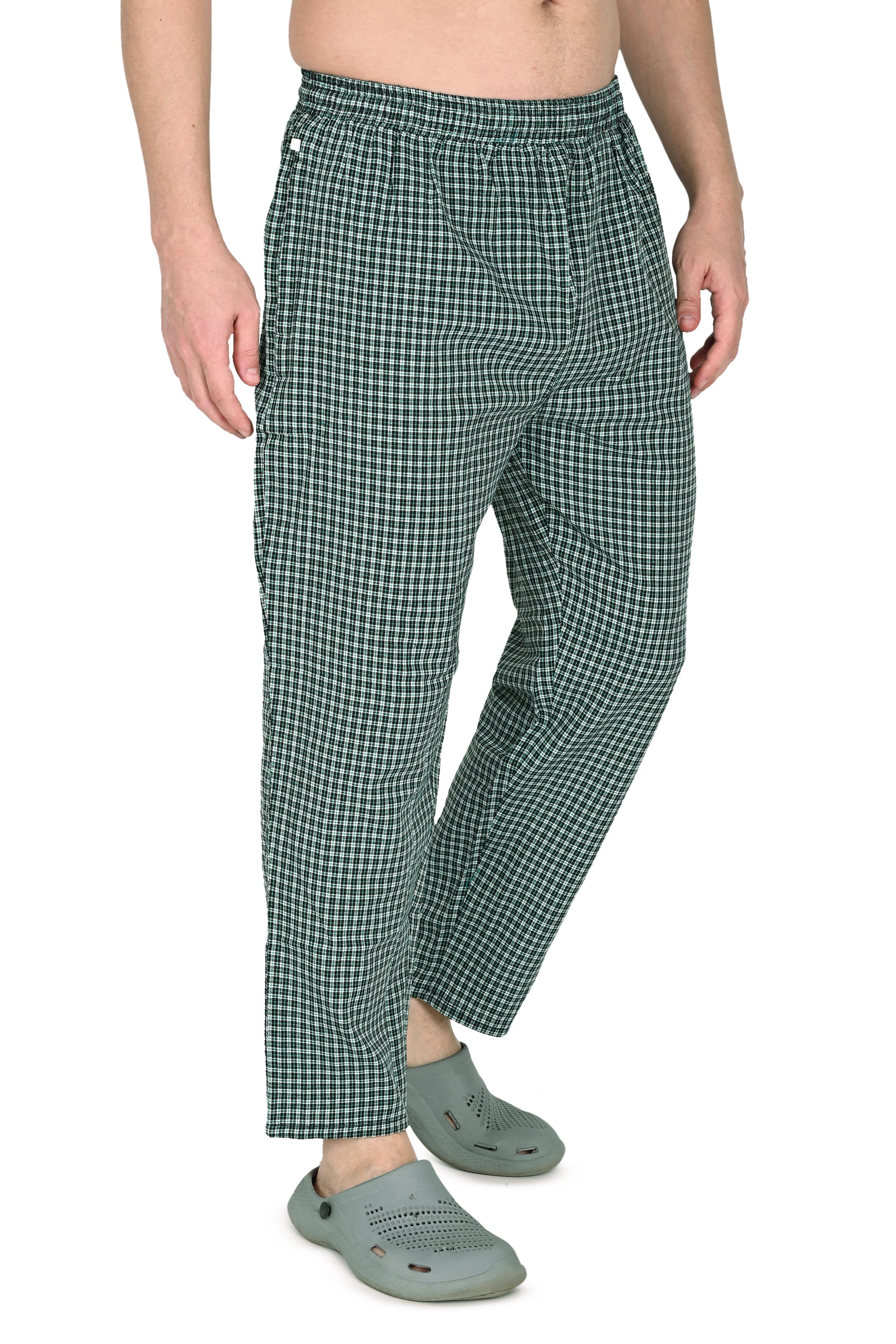 Men’s Green Checkered Cotton Jogger Pants – Soft, Comfortable & Daily Wear Fit