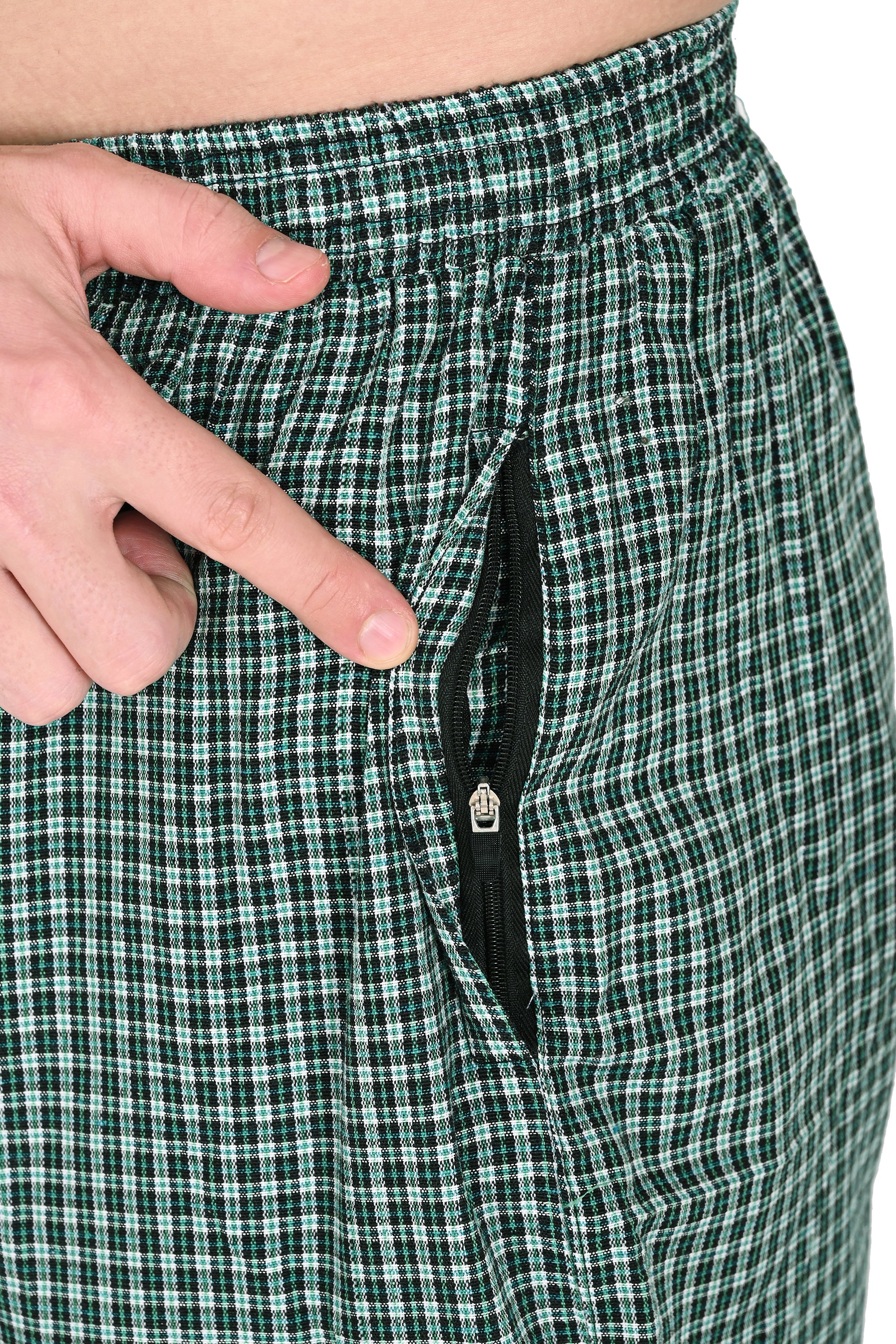 Men’s Green & Blue Checkered Cotton Jogger Pants – Soft, Breathable & Stylish Fit