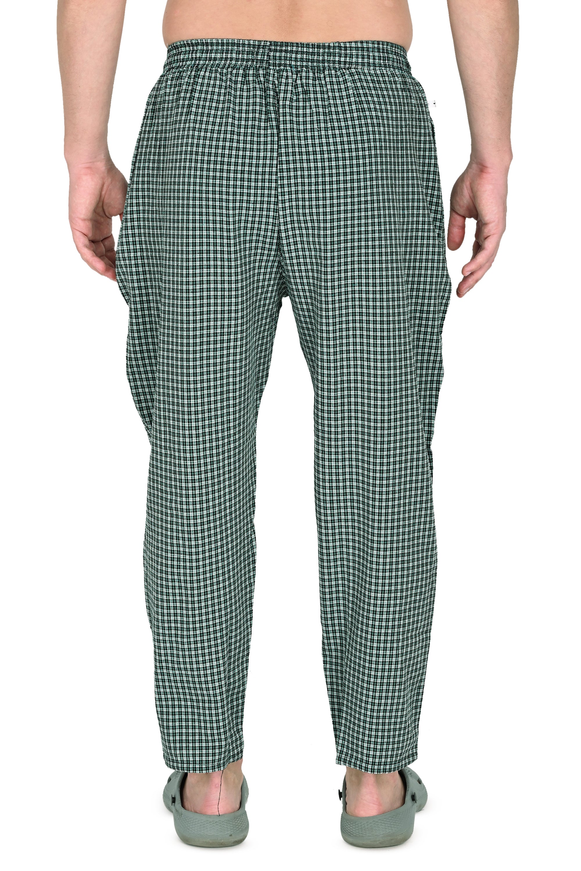 Men’s Green Checkered Cotton Jogger Pants – Soft, Comfortable & Daily Wear Fit