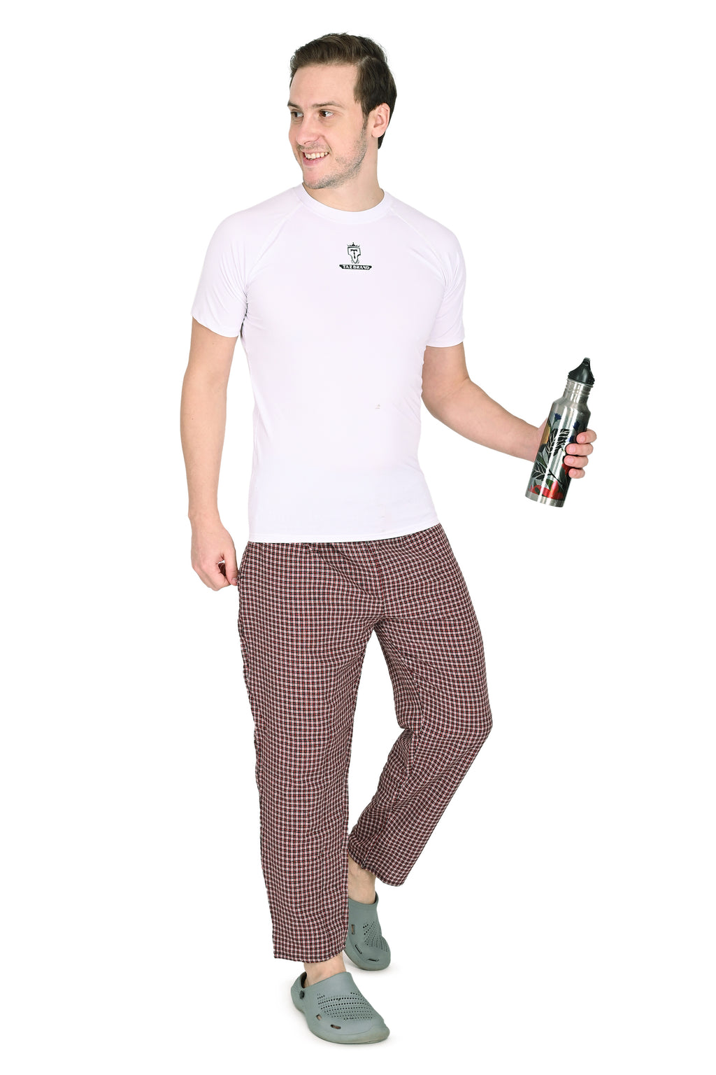 Men’s Green & Red Checkered Cotton Jogger Pants – Soft, Comfortable & Stylish Fit