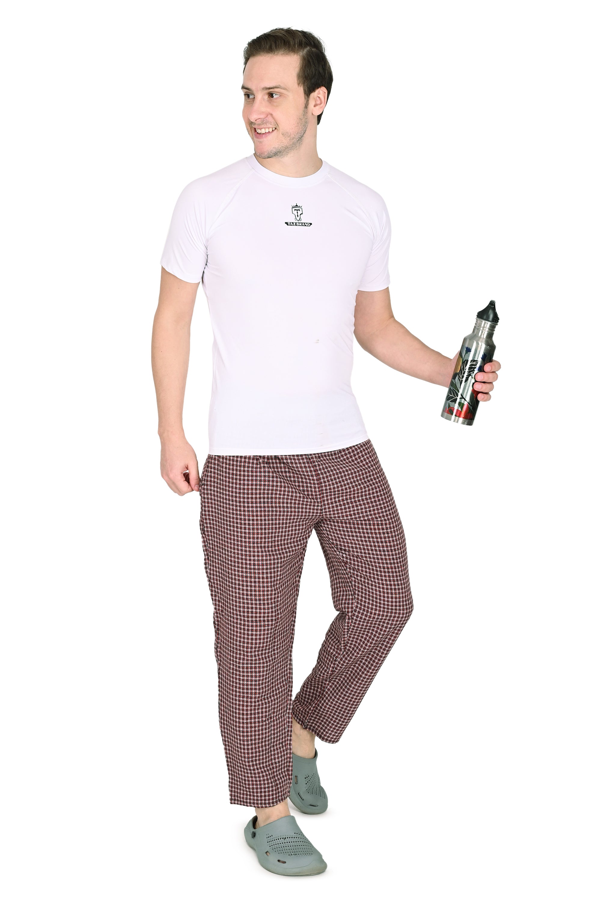 Men’s Red Checkered Cotton Jogger Pants – Soft, Stylish & Comfortable Fit