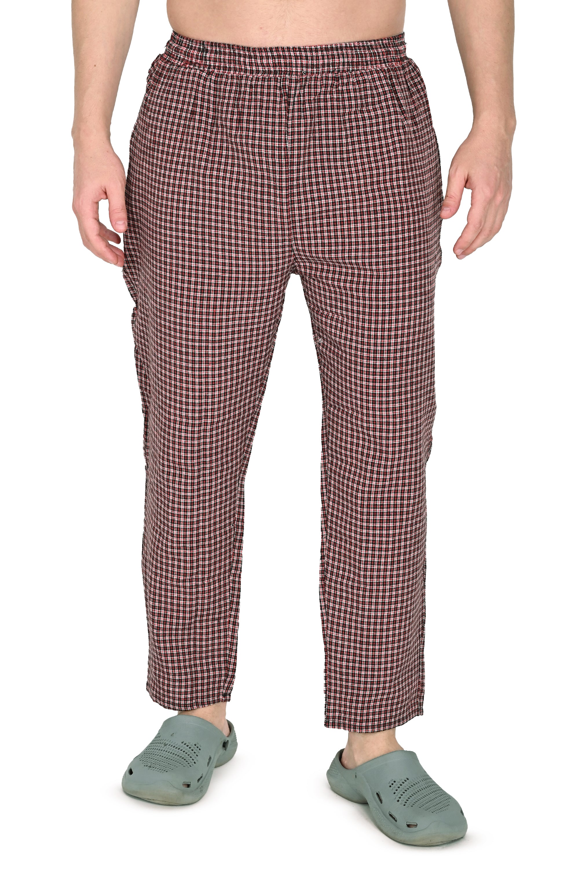 Men’s Red Checkered Cotton Jogger Pants – Soft, Stylish & Comfortable Fit