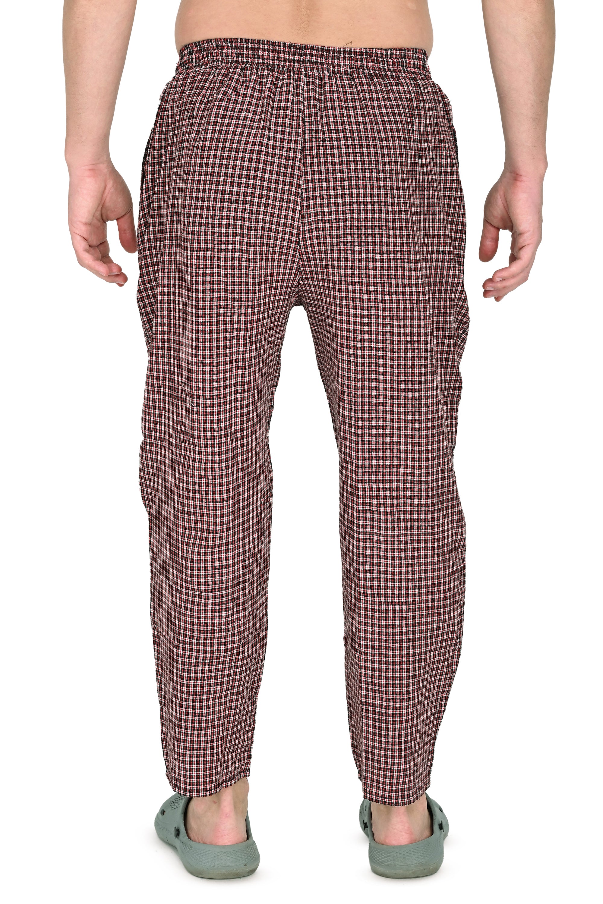 Men’s Red Checkered Cotton Jogger Pants – Soft, Stylish & Comfortable Fit