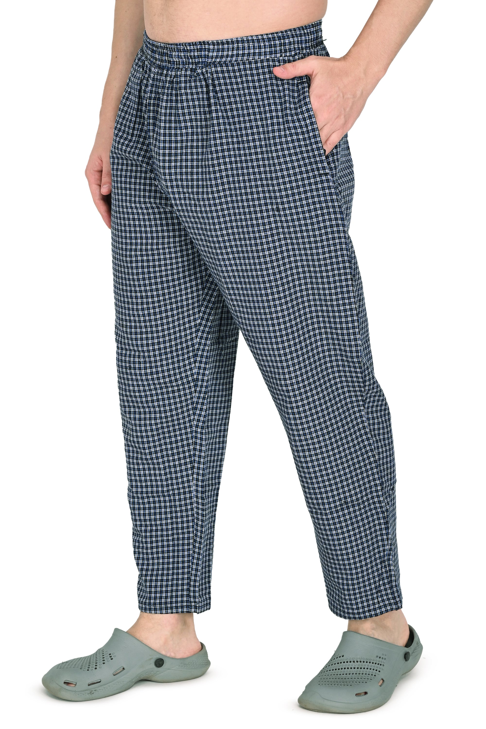 Men’s Red & Blue Checkered Cotton Jogger Pants – Soft & Stylish Casual Wear