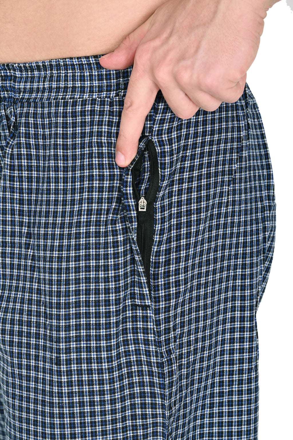 Men’s Blue Checkered Cotton Jogger Pants – Soft, Breathable & Everyday Comfort