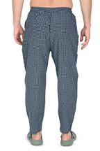 Men’s Blue Checkered Cotton Jogger Pants – Soft, Breathable & Everyday Comfort