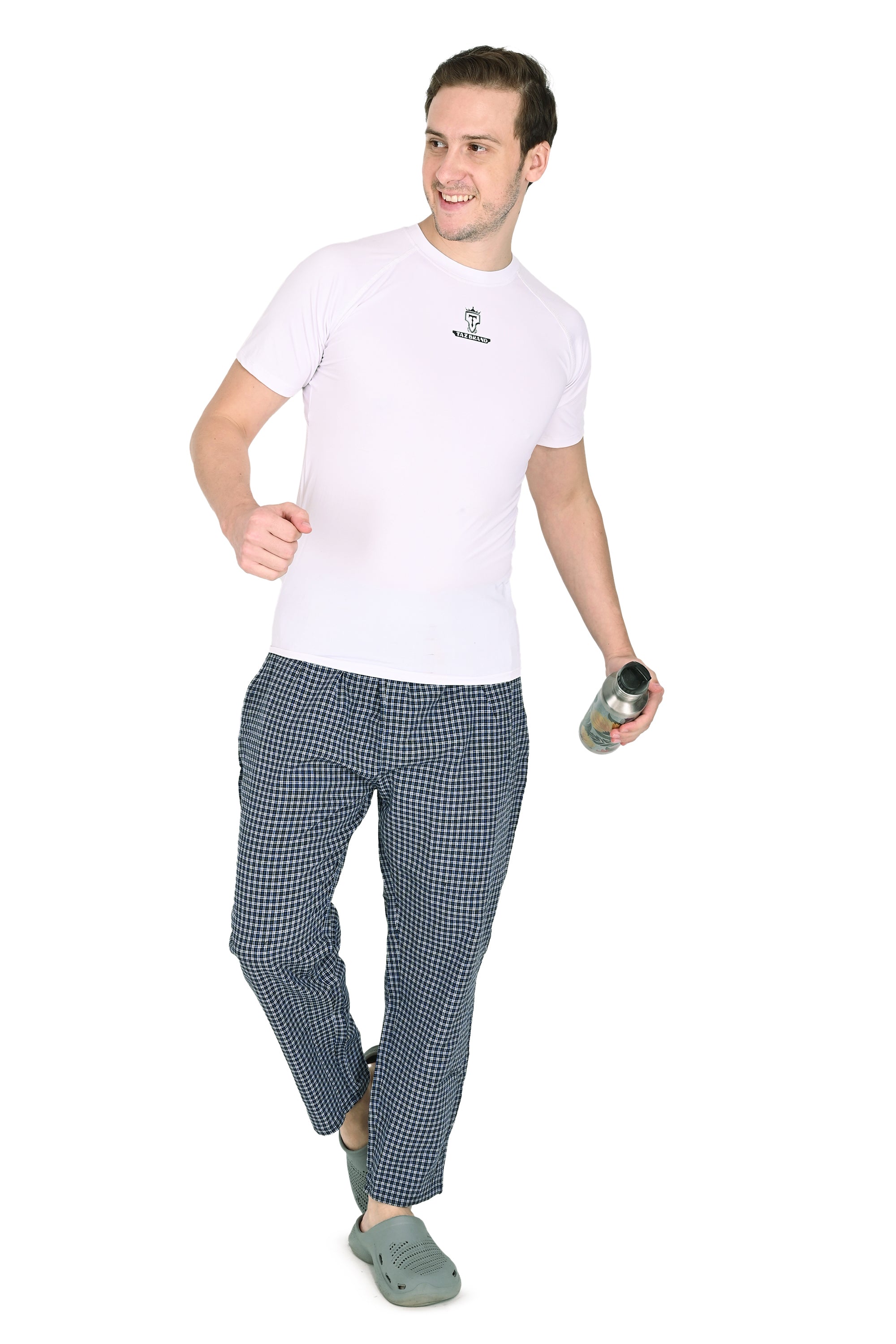 Men’s Red & Blue Checkered Cotton Jogger Pants – Soft & Stylish Casual Wear